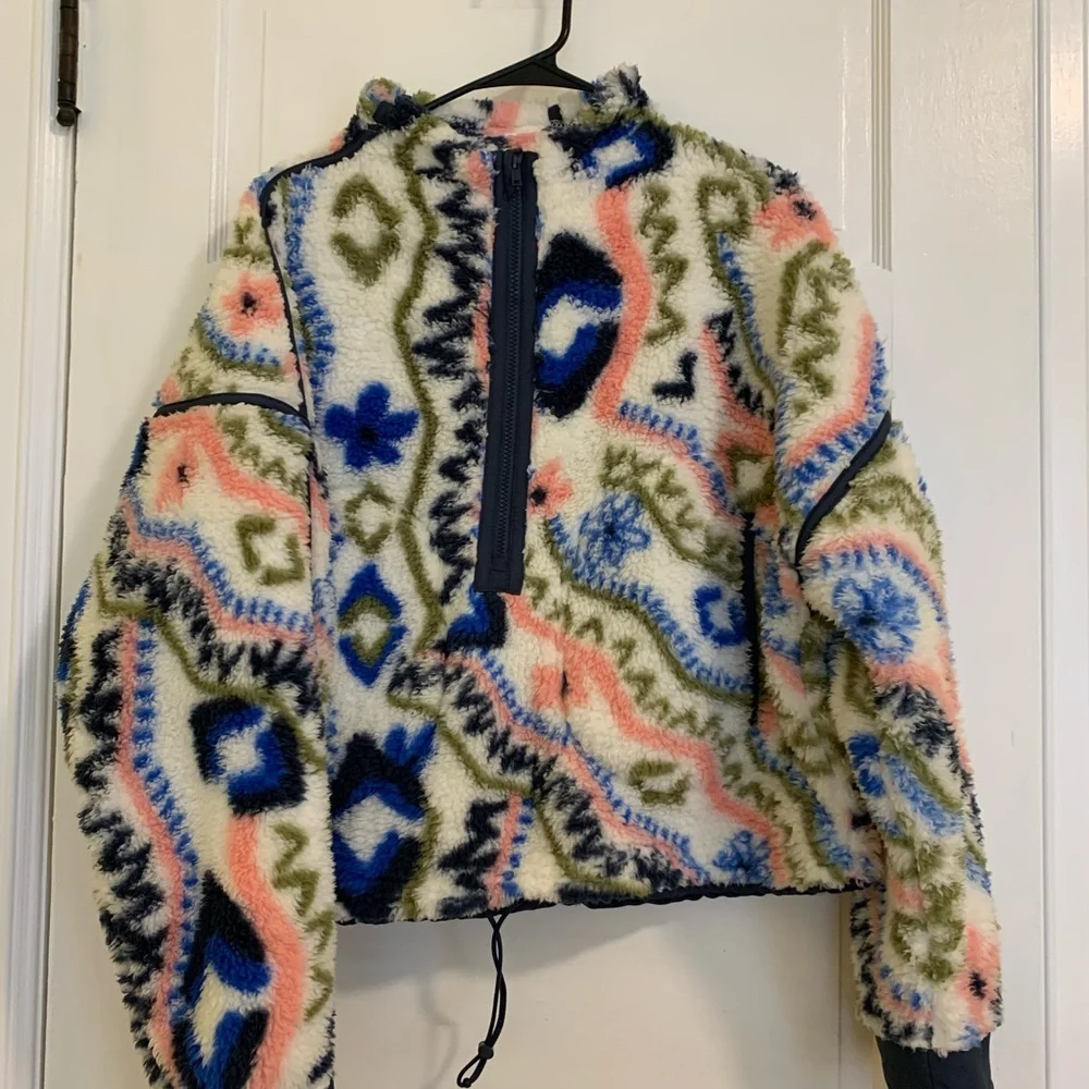 Plush teddybear sherpa half zip pullover Large - Picture 2 of 4